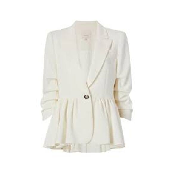 Cinq á Sept Kourtney Blazer Ivory ZJ5391319Z-IVO Single Breasted Ruffle NEW US6 - Picture 7 of 8